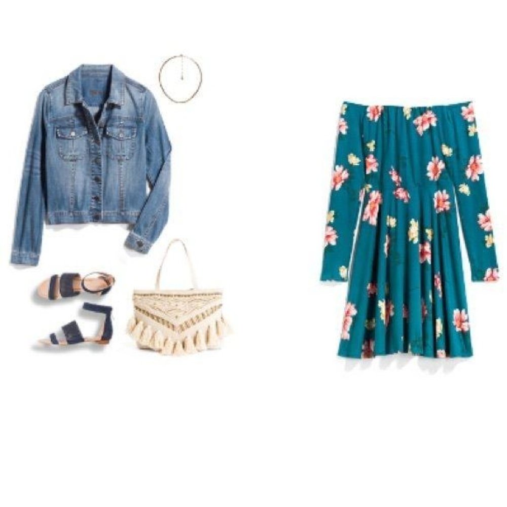 Nine Britton Off Shoulder Teal Floral Mini Dress - Picture 2 of 8